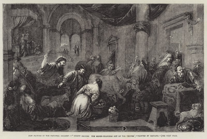 Chrystus wypędzający zmieniaczy pieniędzy ze świątyni autorstwa Jacopo Bassano