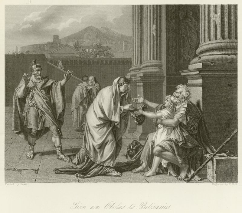 Belizariusz błagający o jałmużnę autorstwa Jacques Louis David
