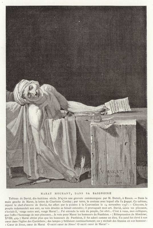 Śmierć Marata, 1793 autorstwa Jacques Louis David