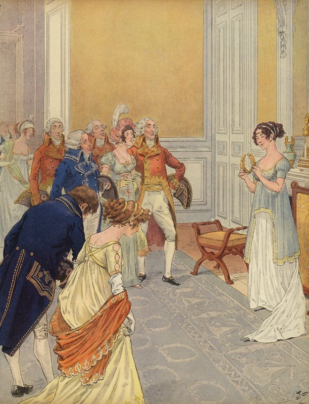 Josephine wita gości w Pałacu Tuileries autorstwa Jacques Marie Gaston Onfray de Breville (Job)