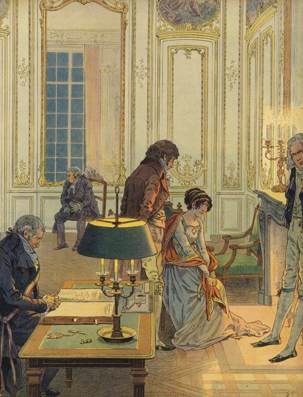 Napoleon Bonaparte żegna się z żoną autorstwa Jacques Marie Gaston Onfray de Breville (Job)