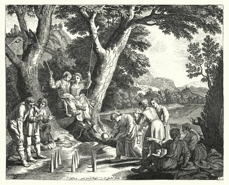 Chłopi relaks (grawerowanie) autorstwa Jacques Stella