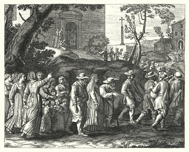 Wesele wiejskie (grawerowanie) autorstwa Jacques Stella