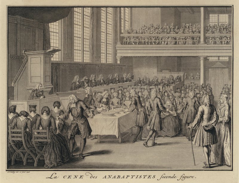 Wieczerza Pańska w kościele anabaptystów (rycina) autorstwa Jakob van der Schley