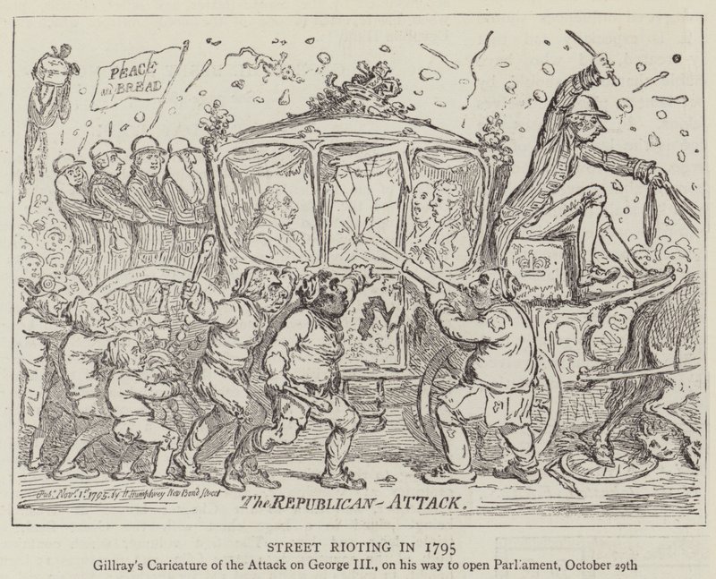 Rozruchy uliczne w 1795 r. autorstwa James Gillray