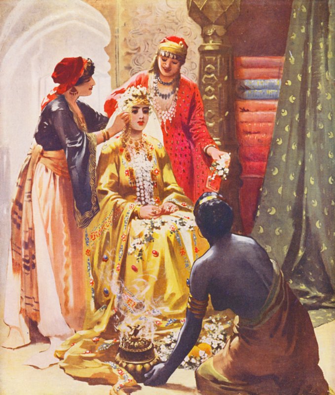 Ziemia Święta: "Panna młoda przystrojona dla swojego męża" (kolorowa litografia) autorstwa James (after) Clark