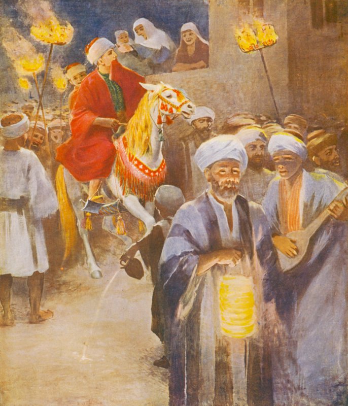 Ziemia Święta: "Oto oblubieniec nadchodzi" (kolorowa litografia) autorstwa James (after) Clark