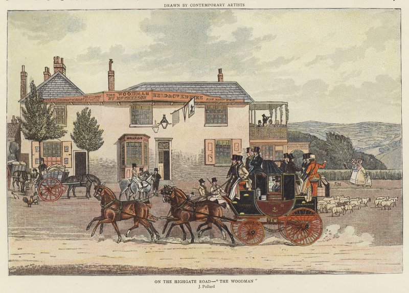 On the Highgate Road - „Woodman” (kolor lito) autorstwa James (after) Pollard