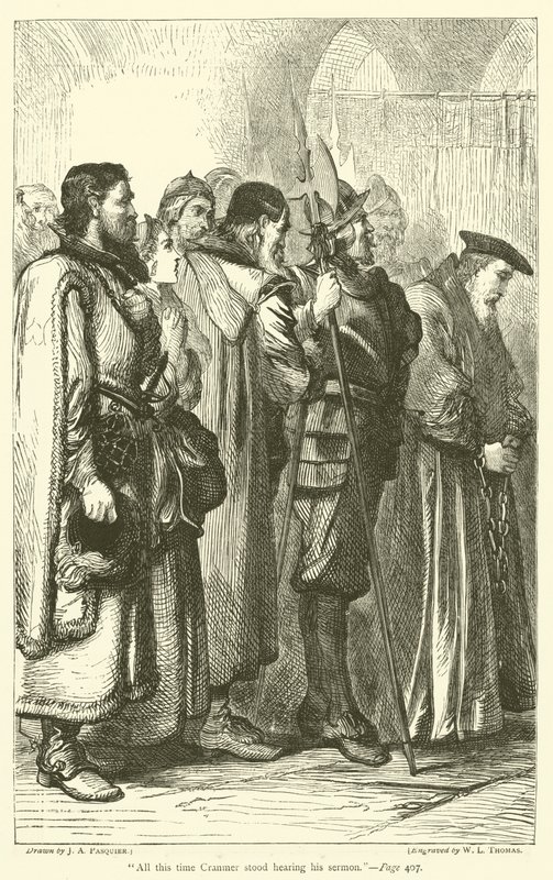 Przez cały ten czas Cranmer stał, słuchając swojego kazania autorstwa James Abbott Pasquier