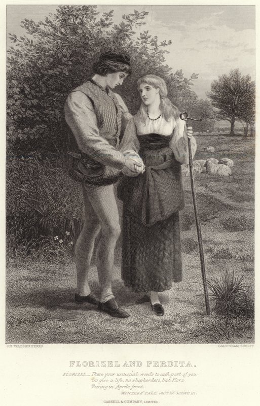 Florizel i Perdita, Zimowa opowieść, akt IV, scena III autorstwa James Dawson Watson