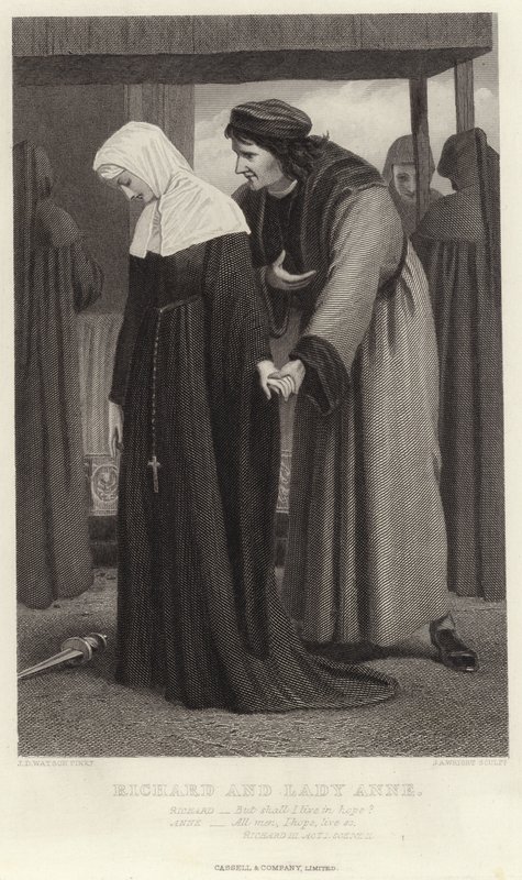 Ryszard i Lady Anne, Ryszard III, Akt I, Scena II autorstwa James Dawson Watson