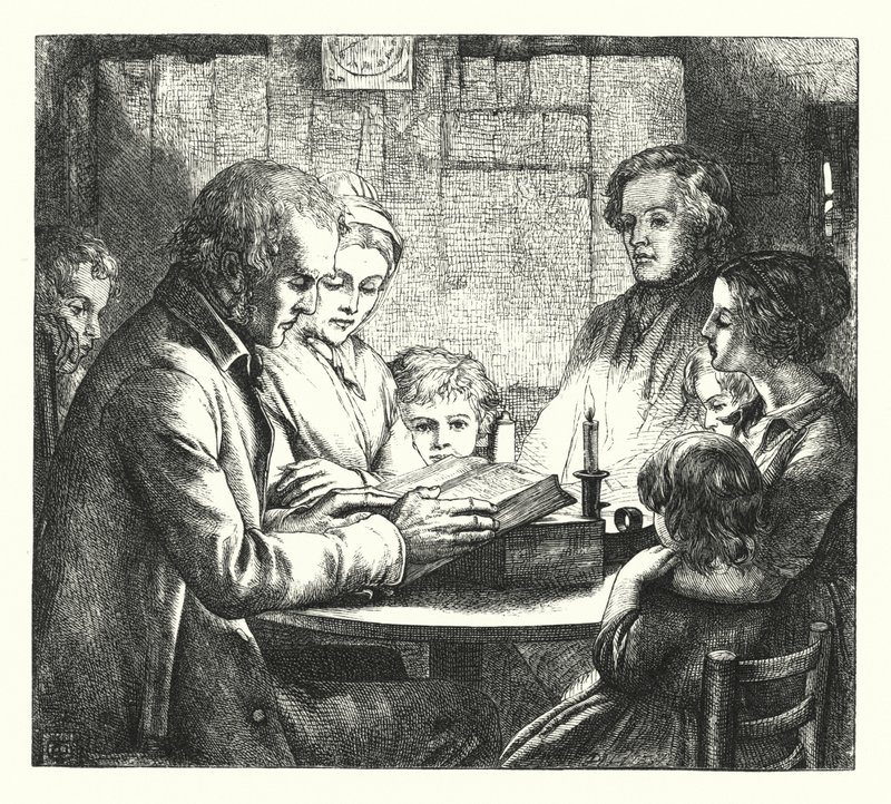 Scena w szkockim domku autorstwa James Dawson Watson