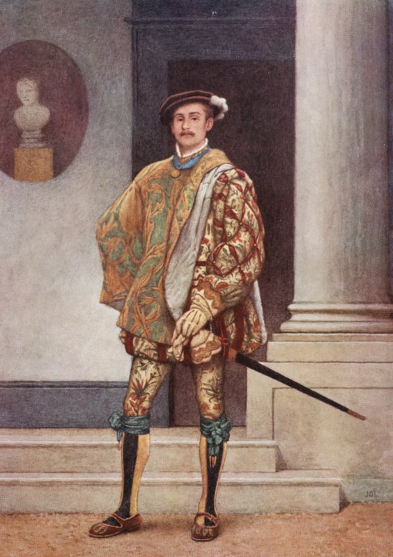 Kupiec wenecki Szekspira: Gratiano (kolorowa litografia) autorstwa James Dromgole Linton