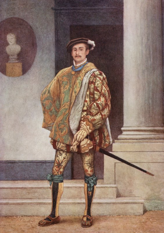 Kupiec wenecki Szekspira: Gratiano (kolorowa litografia) autorstwa James Dromgole Linton