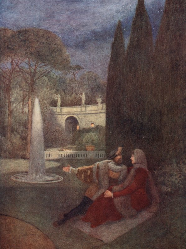 Kupiec wenecki Szekspira: Lorenzo i Jessica (kolorowa litografia) autorstwa James Dromgole Linton