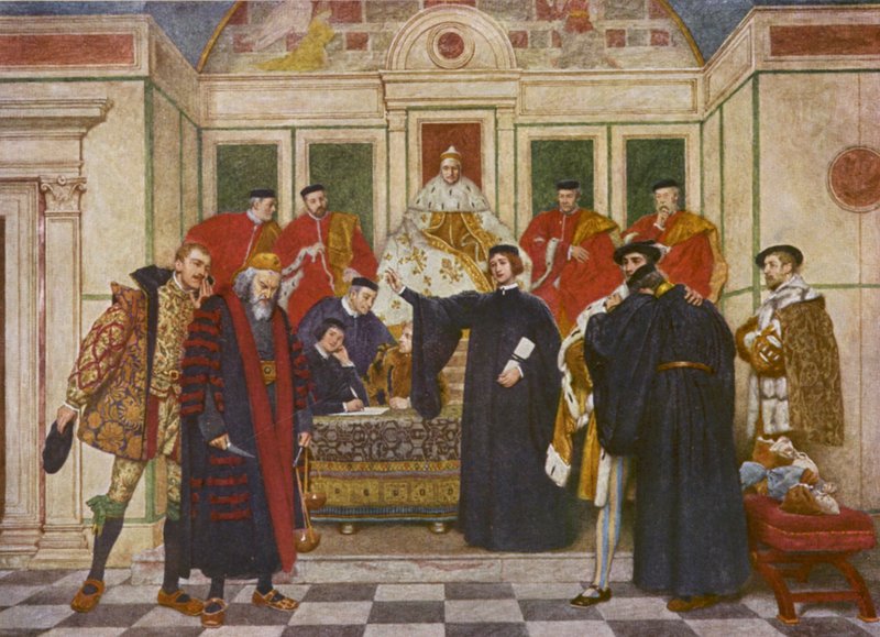 Kupiec wenecki Szekspira: Shylock, Portia, Bassanio, Antonio, Gratiano i Nerissa (kolorowa litografia) autorstwa James Dromgole Linton