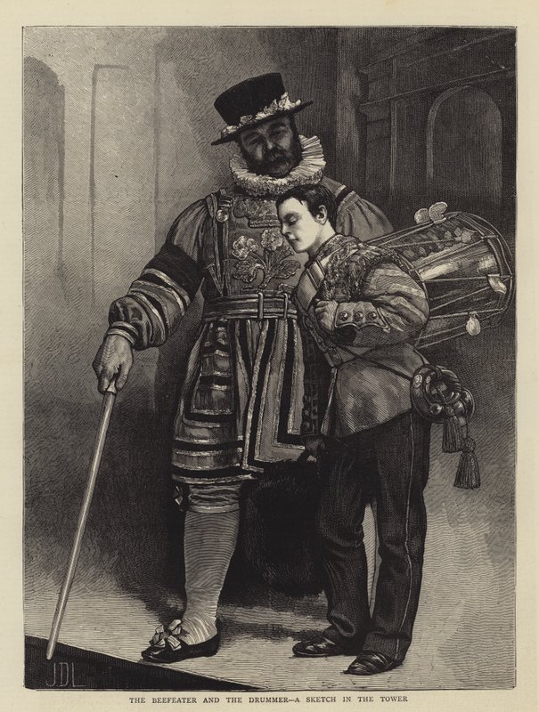 Beefeater i perkusista, szkic w wieży autorstwa James Dromgole Linton