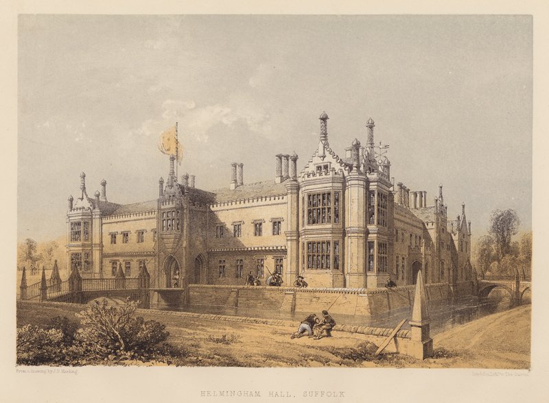 Helmingham Hall, Suffolk (akwatinta) autorstwa James Duffield Harding