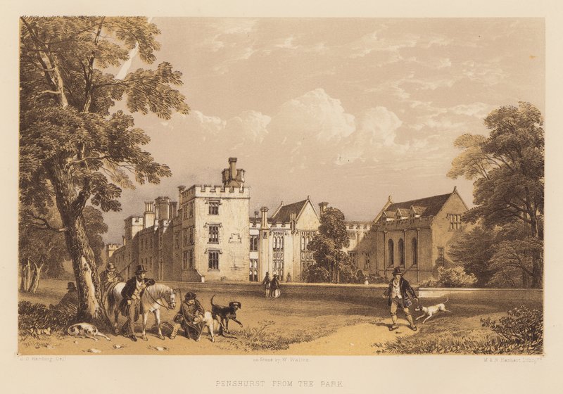 Penshurst z parku (akwatinta) autorstwa James Duffield Harding