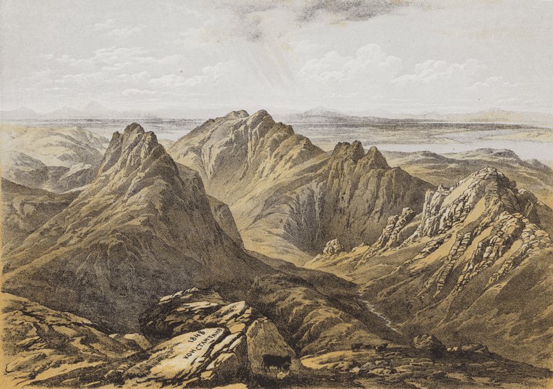 Widok ze szczytu Goatfell, wyspa Arran (chromolitho) autorstwa James Duffield Harding
