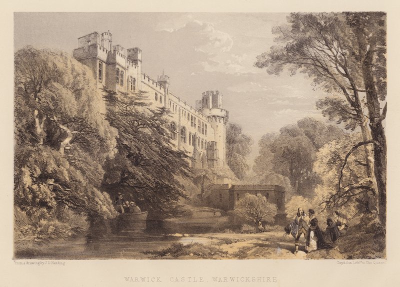 Zamek Warwick, Warwickshire (akwatinta) autorstwa James Duffield Harding