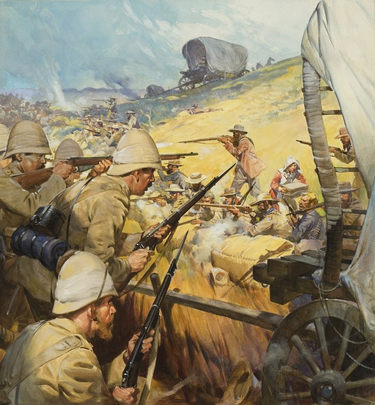 Potyczka z czasów wojny burskiej (gwasz na papierze) autorstwa James Edwin McConnell