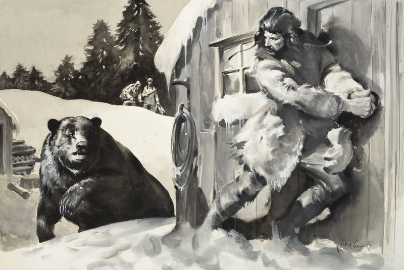 Niedźwiedź grizzly (gwasz na papierze) autorstwa James Edwin McConnell