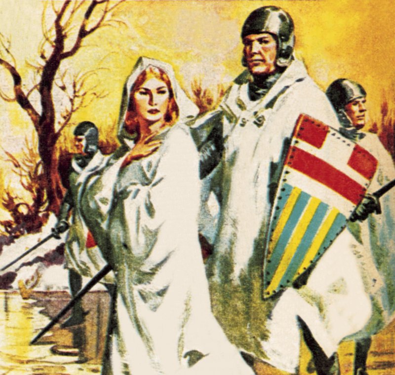 Matylda uciekająca w śniegu ubrana na biało autorstwa James Edwin McConnell