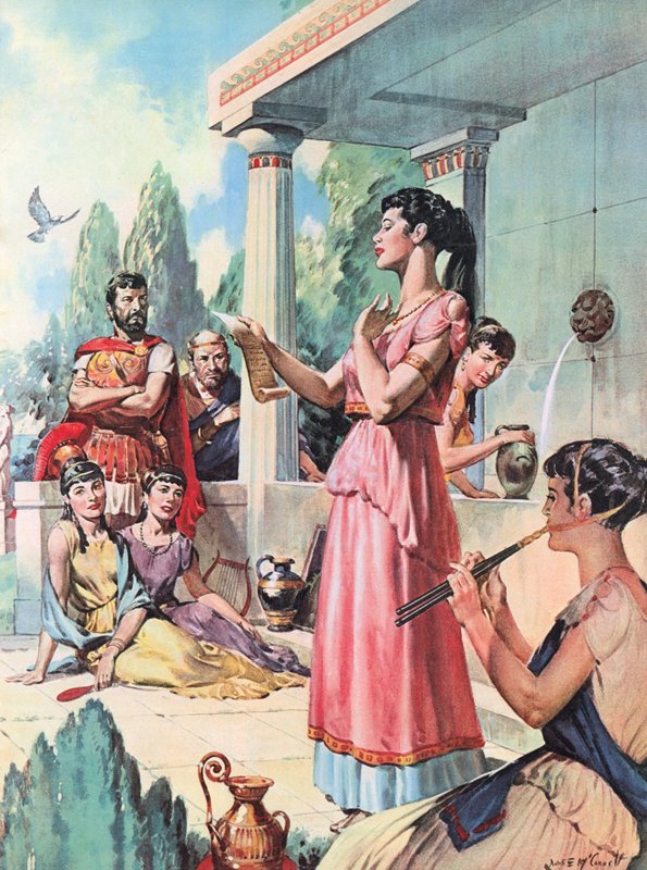 Sappho (kolorowa litografia) autorstwa James Edwin McConnell