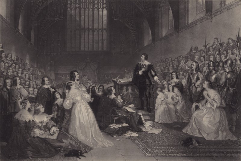 Proces Thomasa, hrabiego Strafford, w Westminster Hall, 1641 autorstwa James F. Scott