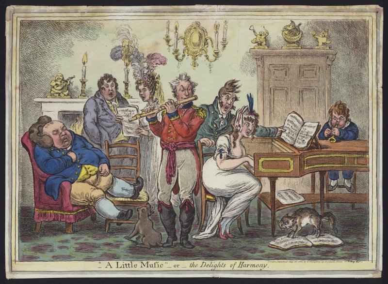 Mała muzyka, czyli rozkosze harmonii (kolorowa akwaforta) autorstwa James Gillray