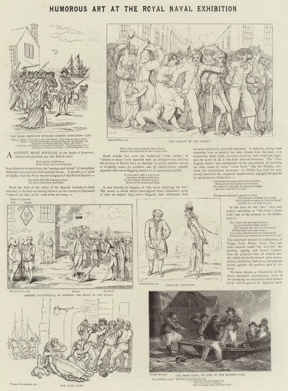 Sztuka humorystyczna na Królewskiej Wystawie Marynarki Wojennej autorstwa James Gillray