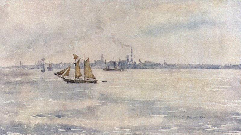 Birkenhead z rzeki autorstwa James Hamilton Hay
