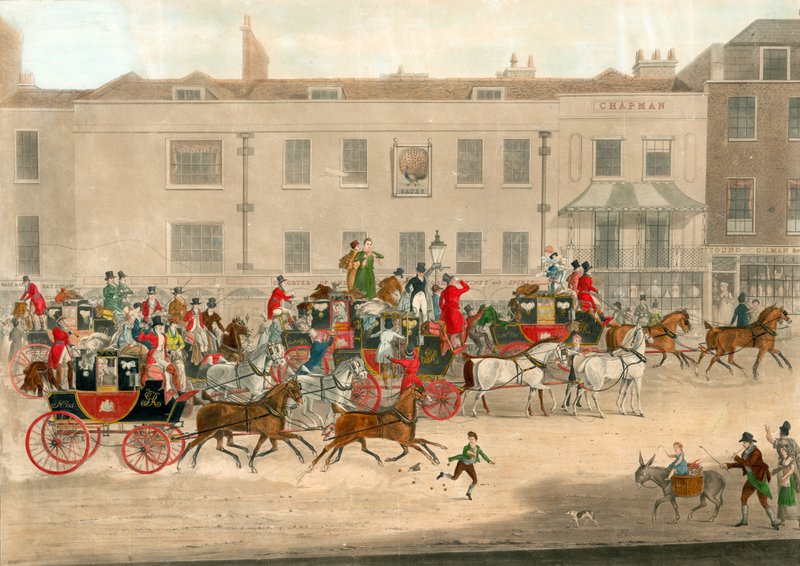 North Country Mails at the Peacock, Islington (James Pollard, 1821) autorstwa James Pollard