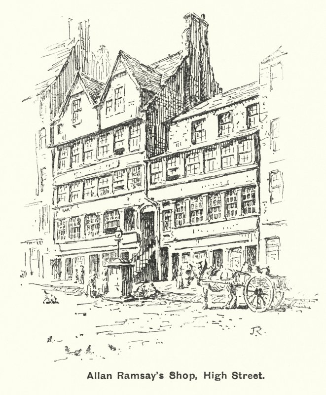 Sklep Allana Ramsaya, High Street (lito) autorstwa James Riddel