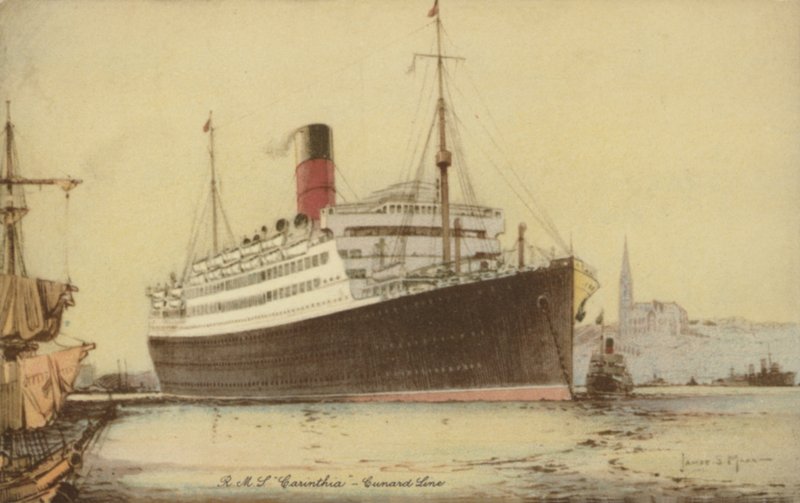 Cunard liner RMS Carinthia (kolor lito) autorstwa James Scrimgeour Mann