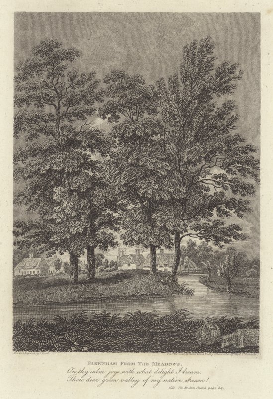 Robert Bloomfield, poeta: Fakenham z łąk (grafika) autorstwa James Storer