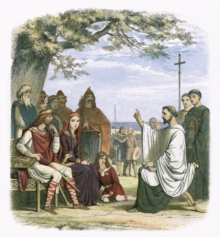 Nauczanie Augustyna przed królem Ethelbertem autorstwa James William Edmund Doyle