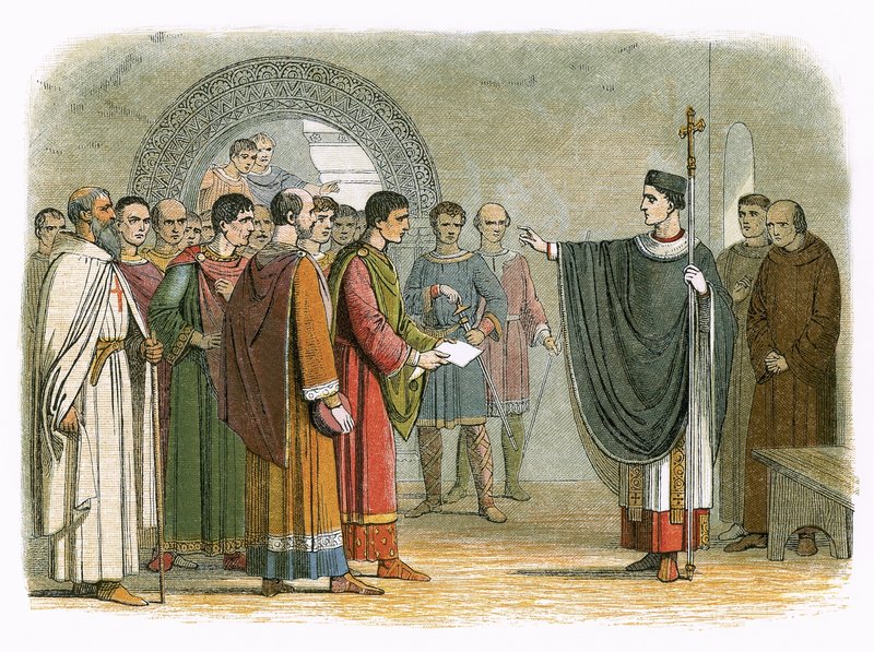 Becket zabrania hrabiemu Leicester wydawania na niego wyroku autorstwa James William Edmund Doyle