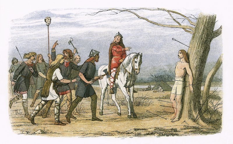 Edmund, król Anglii Wschodniej zabity przez Duńczyków autorstwa James William Edmund Doyle