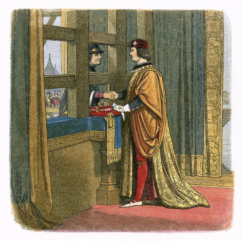 Spotkanie króla Edwarda IV i Ludwika XI Francji w Pecquigny autorstwa James William Edmund Doyle