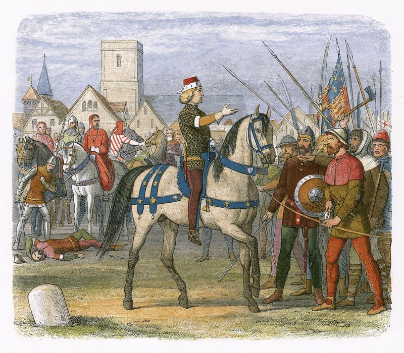 Richard przejmuje dowództwo rebeliantów w Rewolcie Chłopskiej autorstwa James William Edmund Doyle