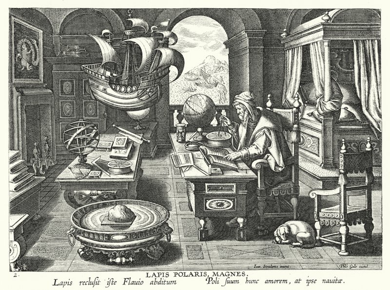 Lapis Polaris Magnes (grawerowanie) autorstwa Jan van der Straet
