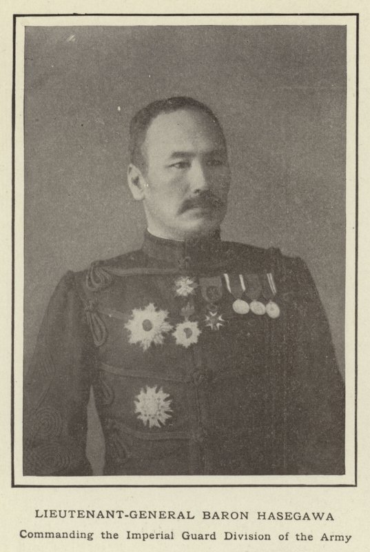 Generał porucznik Baron Hasegawa, dowodzący dywizją Gwardii Cesarskiej Armii autorstwa Japanese Photographer