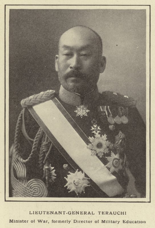 Generał porucznik Terauchi, Minister Wojny, dawniej Dyrektor Szkolnictwa Wojskowego autorstwa Japanese Photographer