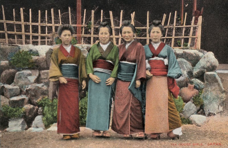 Dziewczyny z herbaciarni, Japonia autorstwa Japanese Photographer