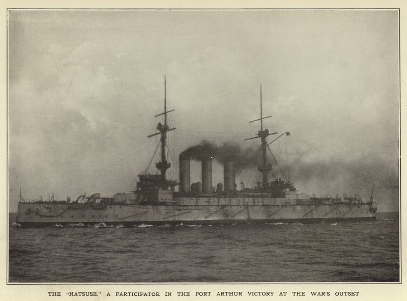 Hatsuse, uczestnik zwycięstwa w Port Arthur na początku wojny autorstwa Japanese Photographer