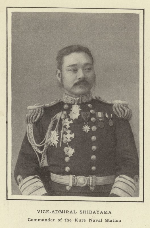 wiceadmirał Shibayama, dowódca stacji marynarki Kure autorstwa Japanese Photographer
