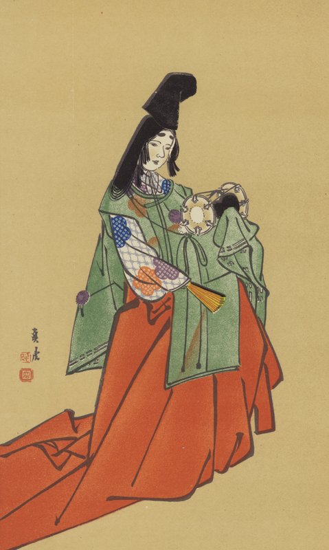 Shirabyoshi, w czasach rządu Kamakura (chromolitho) autorstwa Japanese School