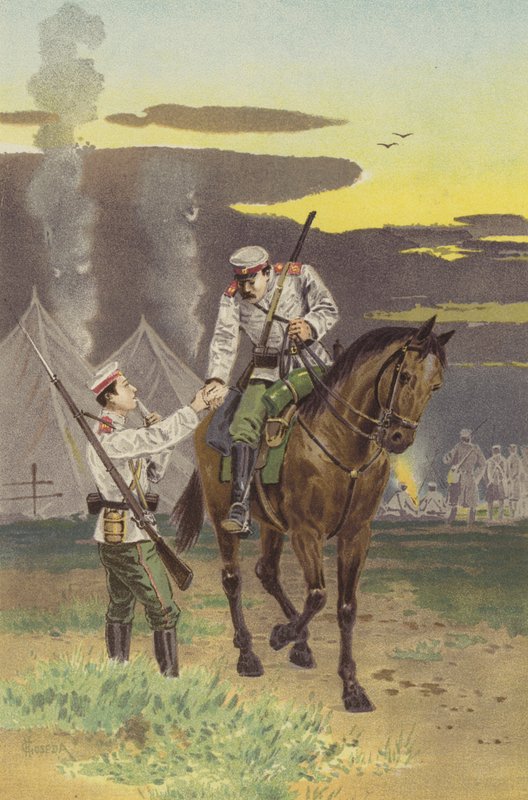 Czułe spotkanie (chromolitho) autorstwa Japanese School